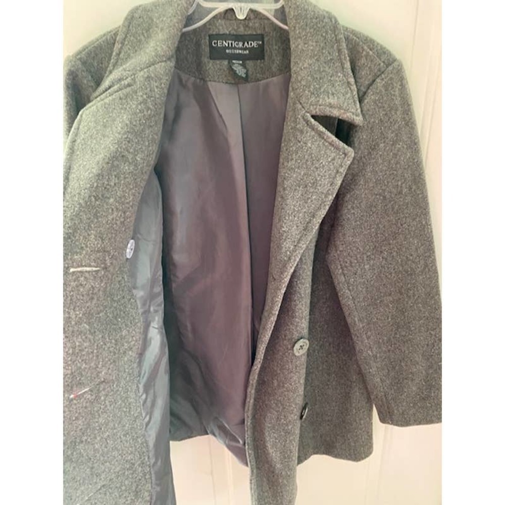Centigrade woman’s Woman’s 100% Wool Gray Double Breasted Pea Coat Sz Med